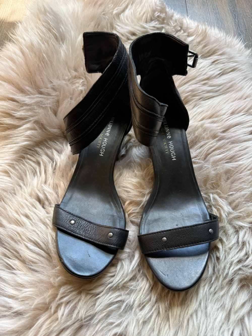 Sole Society Black Ankle-Strap Heeled Sandals